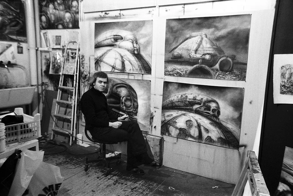 Artist Hans Rudolf Giger at his studio working on concept art for Jodorowsky's Dune