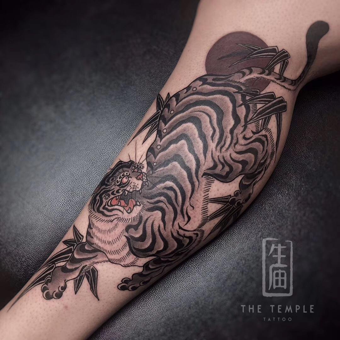 Black tiger tattoo by Zen, The Temple Tattoo, Chengdu, China