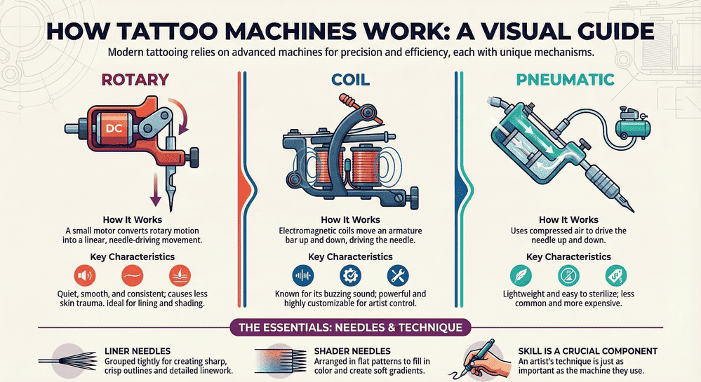 Visual guide to tattoo machines work by Vlad Blad (vladblad.com)