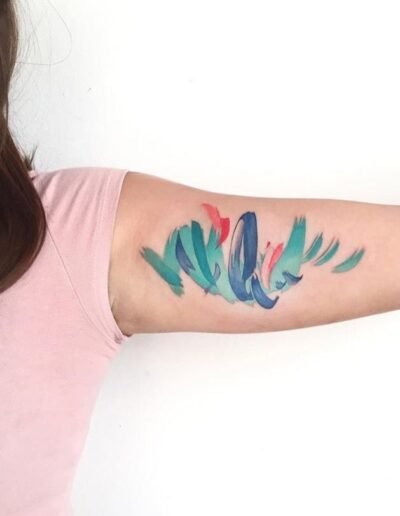 Abstract watercolour tattoo by Amanda Wachob @amandawachob