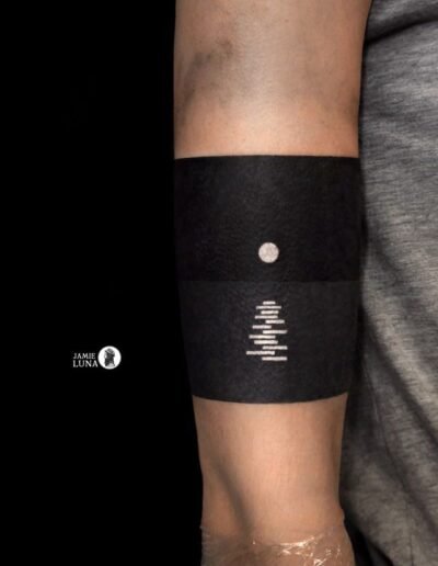 Cute blackout tattoo band with geometical moon by Jamie Luna