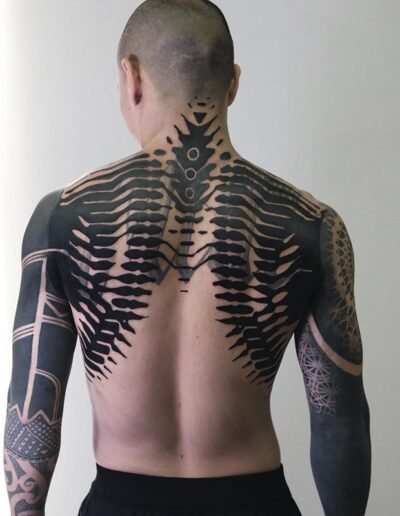 Cyberpunk biomech back piece (coverup) by Storm