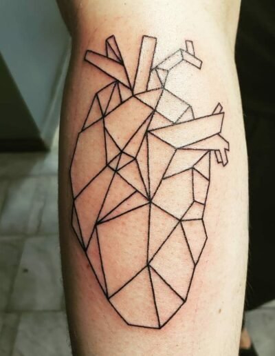 Geometric heart tattoo by @inkdking613