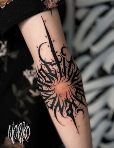 Script and lettering tattoo by NOEKO