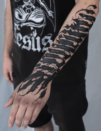Script and lettering tattoo sleeve by GIZMØ TATTOO @gizmouh
