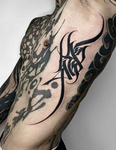 Script and lettering tattoo(artist unknown) via Pinterest