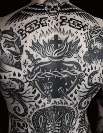Traditional black and grey tattoos