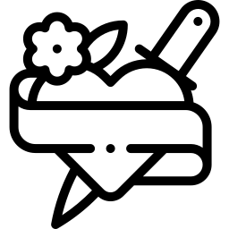 Icon: heart, dagger & ribbon