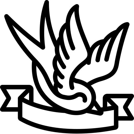 Icon: swallow & ribbon