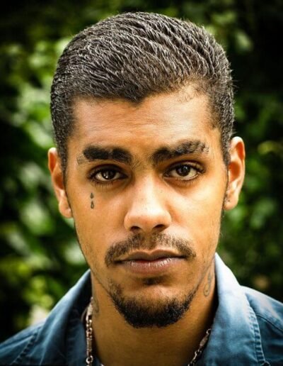 A man with teardrop tattoos via Getty Images
