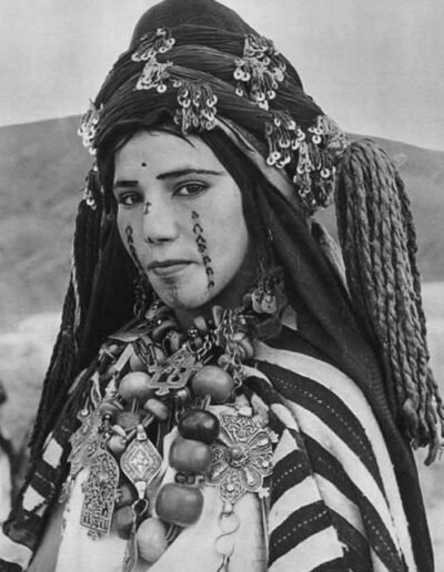 A young Amazigh woman tattooed, Aït Hdidou, High Atlas, Morocco, 1943
