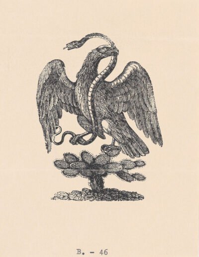 An eagle resting on a cactus holding a snake in its beak (from the Mexican coat of arms) , anonymous (possibly by José Guadalupe Posada), ca 1900-10. The Met Collection