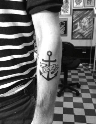 Anchor tattoo by Sebastian Murphy at Stockholm Classic Tattoo