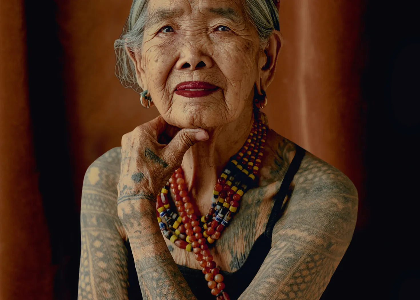 Apo Whang-od (tattoo artist), photographed by Artu Nepomuceno for the cover of Vogue Philippines