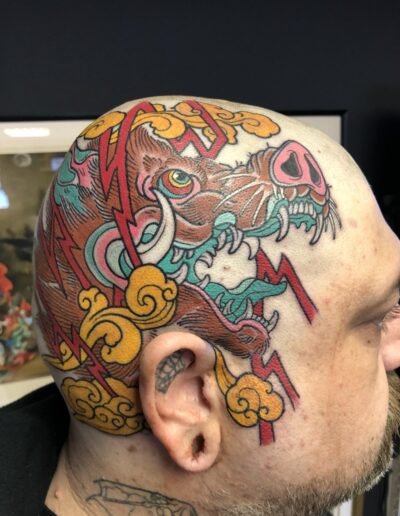 Boar's head tattoo by @tykohle (Saskatoon Saskatchewan Canada)