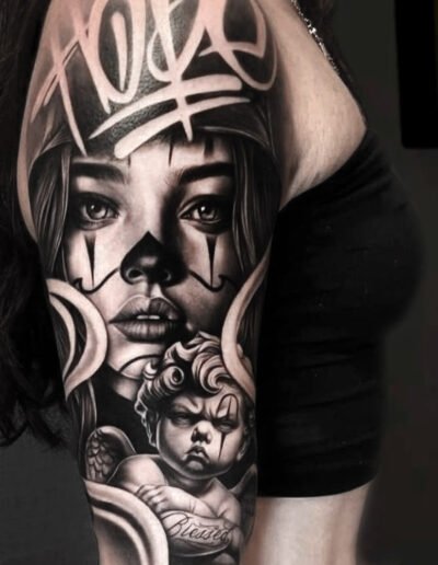 Chicano style tattoo (artist unknown)