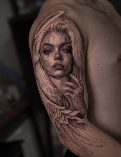 Chicano style tattoo by Sasha Hugo @sasha_hugo_