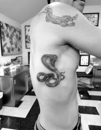 Cobra tattoo by Mark Mahoney @markmahoney_ssc