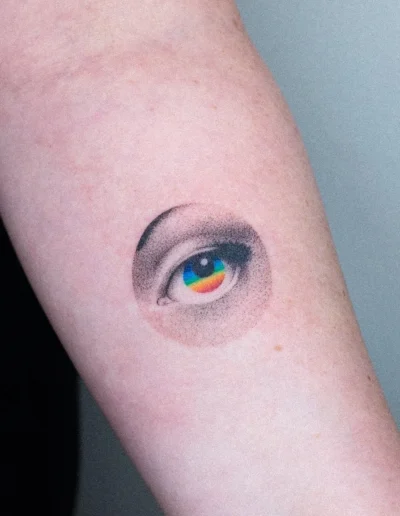 Colour handpoke tattoo by Nano (Ponto) @pontotattoo
