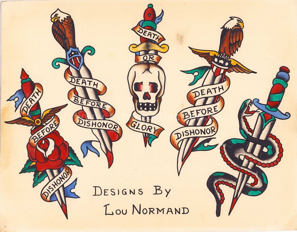 Dagger Tattoo Designs by Lou Normand (California or Hawaii, ca. 1950)