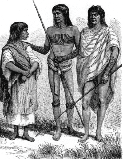 Filipino tattooing: Drawing of tattooed Kankanaey people by the French naturalist Antoine-Alfred Marche (1887)