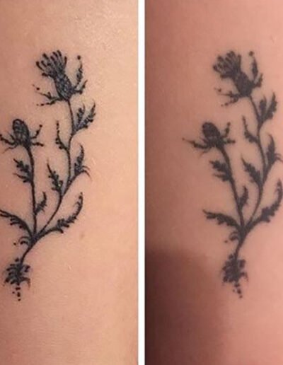Fine line tattoo ageing example