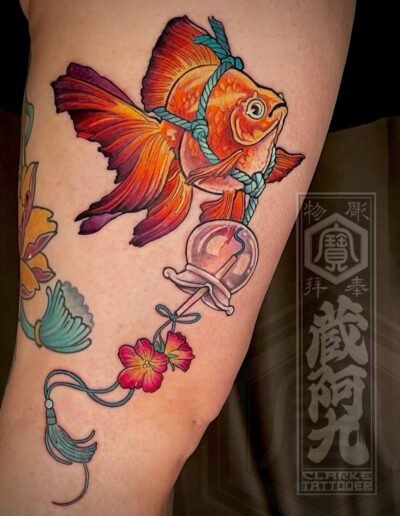 Goldfish tattoo by Mathew Clarke @mathewclarke