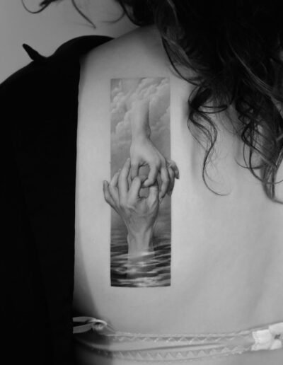 Hands surrealism tattoo by Paweł Indulski @pawelindulski