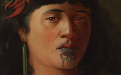 Maori tattooing tradition (ta moko): "Portrait of a young Maori woman with moko" painted by Louis John Steele (1891)
