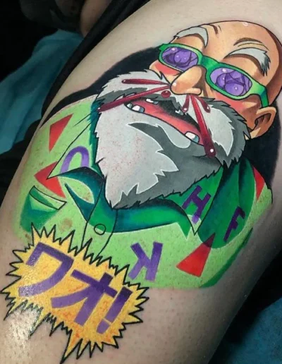 Master Roshi from Dragon Ball Seeing the Goodies (artist unknown) via Tattoo Wizard
