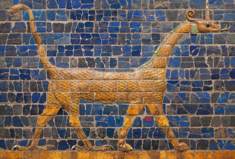Mushhushhu dragon, Symbol of the God Marduk, Panel from the Ishtar Gate - Babylon, 604 - 562 BC. Detroit Institute of Arts