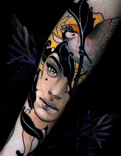 Neo-traditional tattoo by Daniels Bauti @danielsbauti