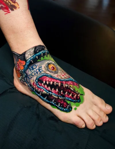 New school foot tattoo from Love Machine NYC @l_o_v_e_machine