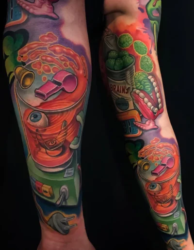 New school sleeve tattoo by Andrea Antikorpo Lanzi @antikorpo