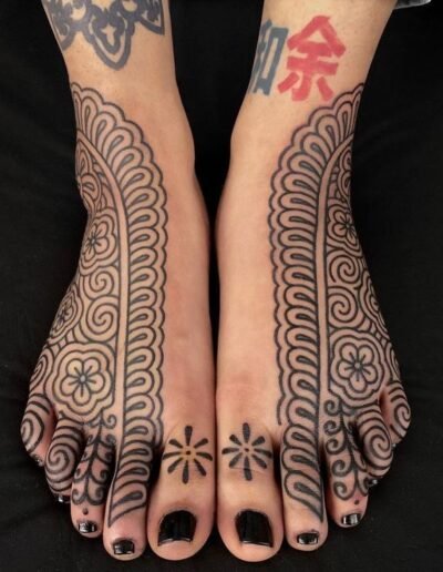 Ornamental blackwork tattoo by Sasha Anna @sashaanna