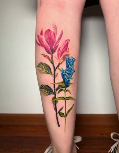 Realism botanical tattoo with magnolia by Ciotka Zu @ciotka_zu_tattoo