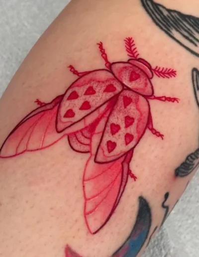 Red ladybug tattoo (author unknown) via Pinterest