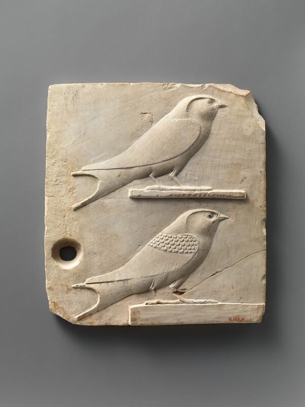 Relief plaque with two swallows (400–30 B.C.), Egypt. The Met Collection