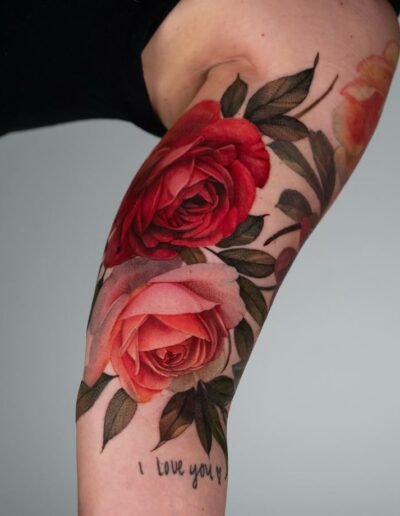 Rose tattoo by Deanna James @deanna_art
