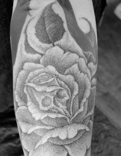 Rose-skull tattoo by Jack Rudy @j_rudy_gtc