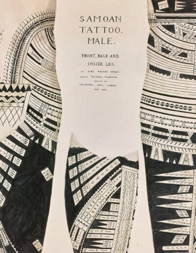 Samoan tattoo, male (1950) drawn by Jack W Groves © The Trustees of the British Museum. Shared under a Creative Commons Attribution-NonCommercial-ShareAlike 4.0 International (CC BY-NC-SA 4.0) licence.