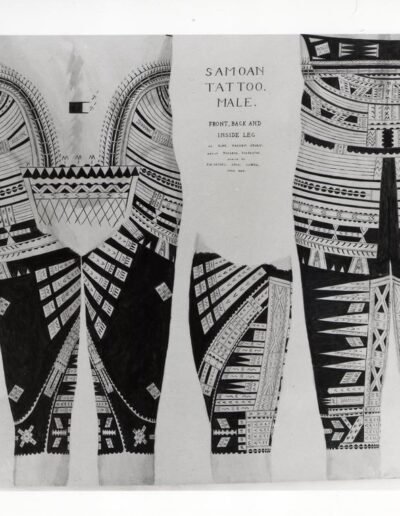 Samoan tattoo, male (1950) drawn by Jack W Groves © The Trustees of the British Museum. Shared under a Creative Commons Attribution-NonCommercial-ShareAlike 4.0 International (CC BY-NC-SA 4.0) licence.