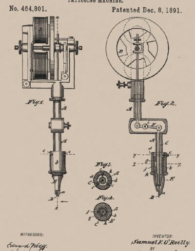 Tattoo machine patent, Samuel F. O'Reilly (1891)