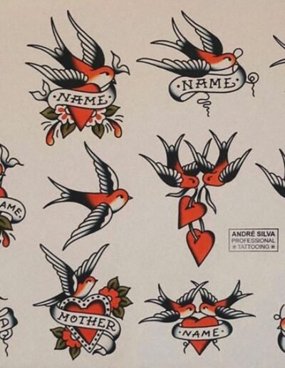 Tattoo flash with swallows, Andre Silva