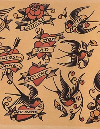 Tattoo flash with swallows, Sailor Jerry Collins, 1940