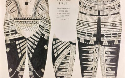 The tatau of Simi from Vaiusu, Upolu, by Tuisava of Falelatai. Drawn by Jack W. Groves, July 1950, Apia, Sāmoa. © The Trustees of The British Museum