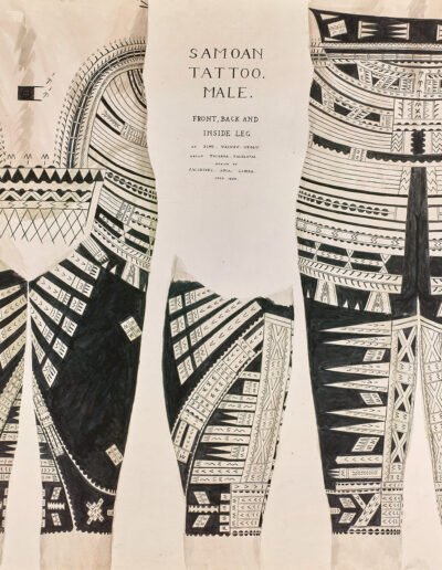The tatau of Simi from Vaiusu, Upolu, by Tuisava of Falelatai. Drawn by Jack W. Groves, July 1950, Apia, Sāmoa. © The Trustees of The British Museum