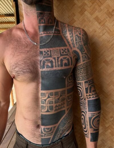 Marquesan style tattoo by Eliott Guédeu @eliott.guedeu 2