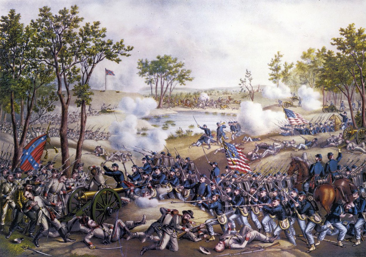 American Secession War or Civil War (1861 - 1865): Cold Harbor or Second Battle of Cold Harbor, Virginia May 31-01 June 1864. Engraving of the 19th century. Artist unknown. Private Collection / Bridgeman Images