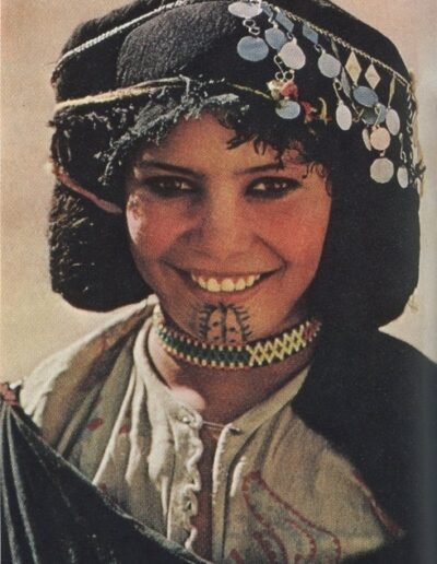 Woman with a traditional berber chin tattoo